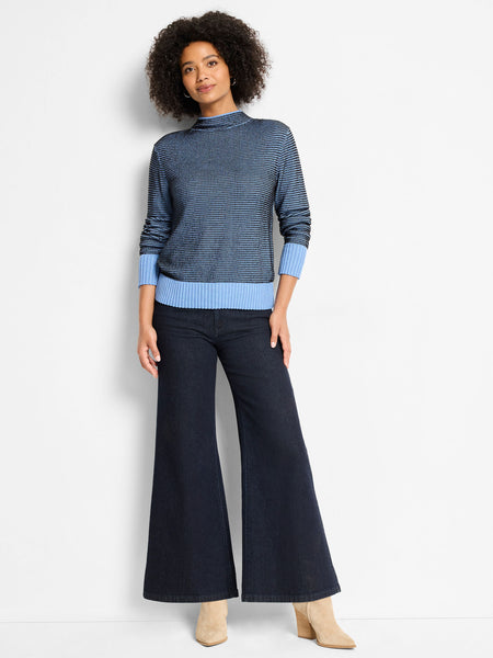 NIC+ZOE Funnel Neck Pixel Knit Sweater