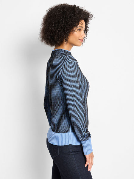 NIC+ZOE Funnel Neck Pixel Knit Sweater