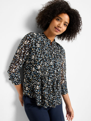 NIC+ZOE Femme Cheetah Tucked Top