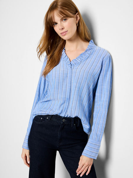 NIC+ZOE Striped Ruffle Around Top