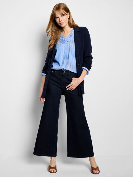 NIC+ZOE Striped Ruffle Around Top