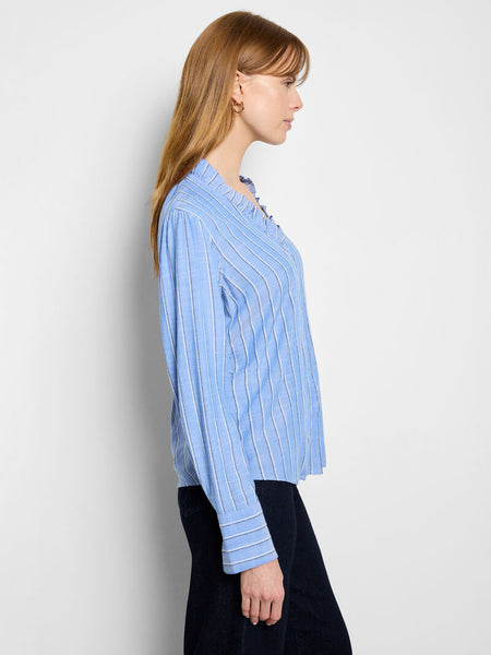 NIC+ZOE Striped Ruffle Around Top
