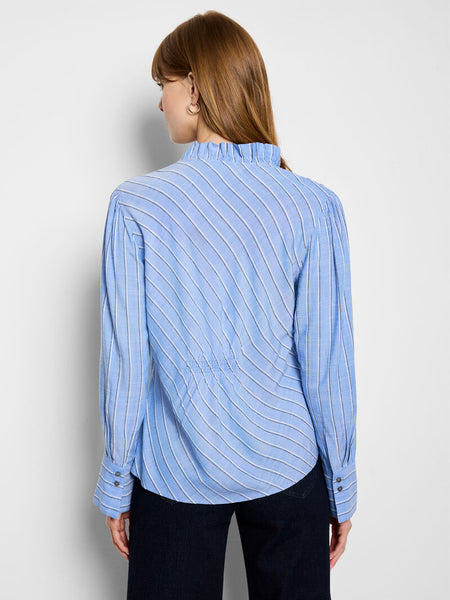 NIC+ZOE Striped Ruffle Around Top