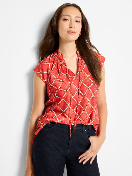 NIC+ZOE Squiggle Check Cap Sleeve Top