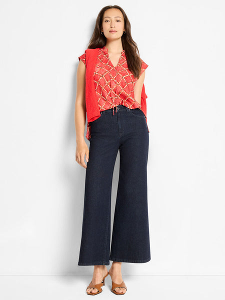 NIC+ZOE Squiggle Check Cap Sleeve Top