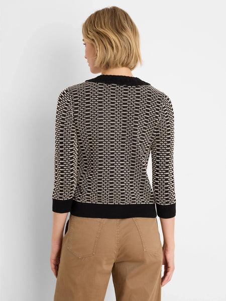 NIC+ZOE Lace Trim Geo Stitch Sweater
