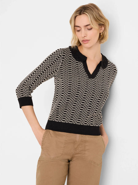 NIC+ZOE Lace Trim Geo Stitch Sweater