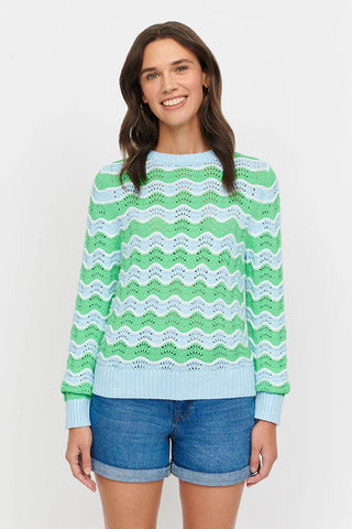 Wave Stripe Crewneck Sweater