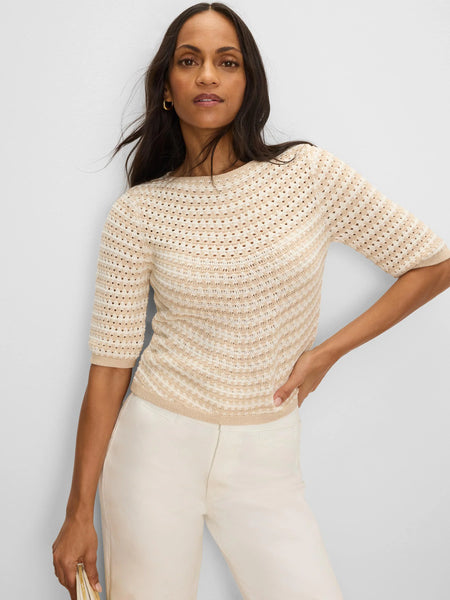 NIC+ZOE Crochet Stripe Sweater