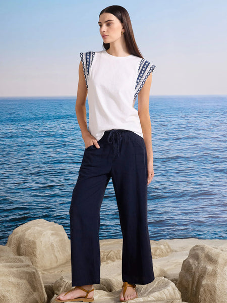 NIC+ZOE Eliot Wide Leg Linen Belted Crop Pant