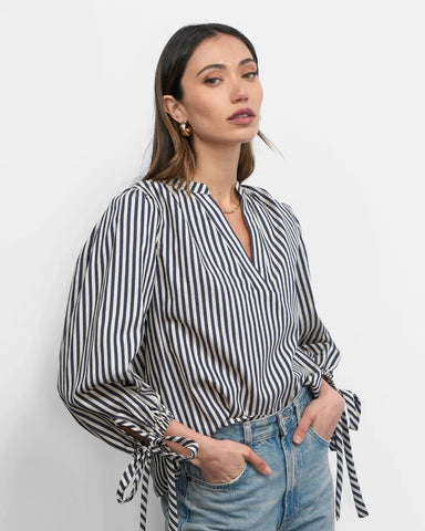 Tie Sleeve V-Neck Top