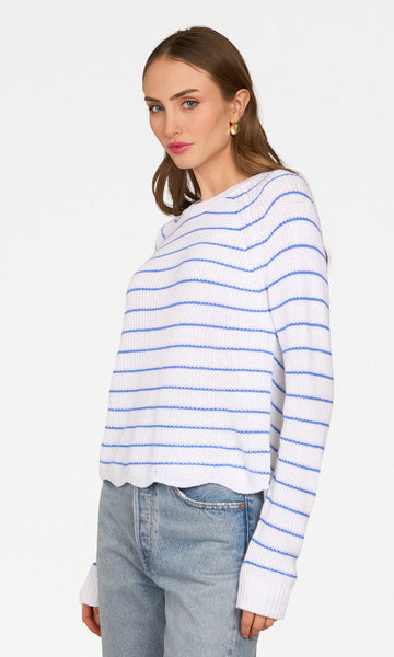 Autumn Cashmere Striped Scallop Shaker Crew