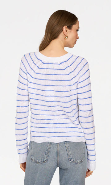 Autumn Cashmere Striped Scallop Shaker Crew