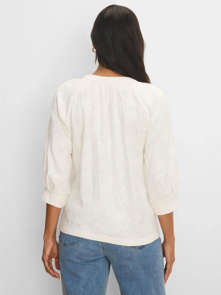 NIC+ZOE Lace Knit Split Neck Top