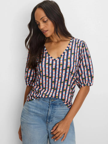 NIC+ZOE Reef Stripe V-Neck Tee
