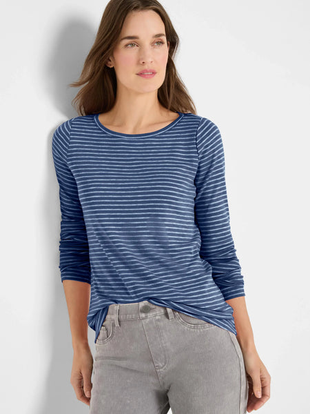 NIC+ZOE NZT Long Sleeve Stripe Boat Tee