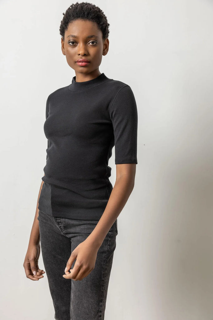 Elbow sleeve mock neck outlet