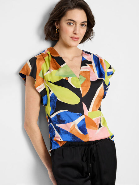 NIC+ZOE Mega Blooms Flutter Woven Top