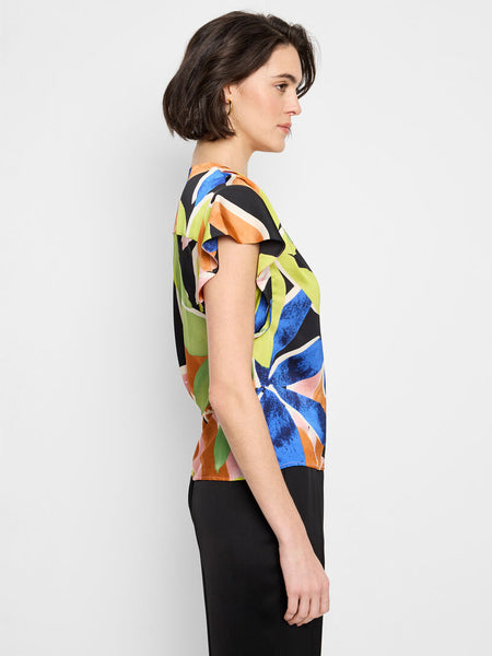 NIC+ZOE Mega Blooms Flutter Woven Top