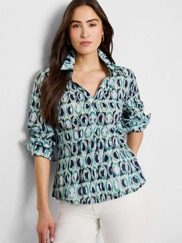 NIC+ZOE Ikat Rings Tucked Shirt