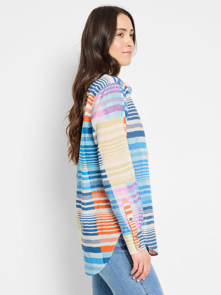 NIC+ZOE Sunset Stripe Cotton Boyfriend Shirt