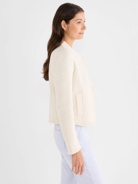 NIC+ZOE Fringe Mix Knit Bomber Jacket