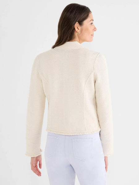 NIC+ZOE Fringe Mix Knit Bomber Jacket