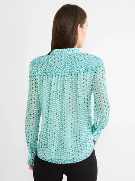 NIC+ZOE Geo Steps Chiffon Shirt