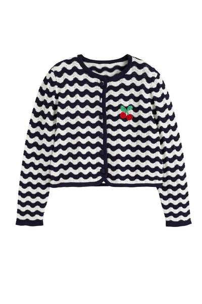 Chinti & Parker Navy Crochet Cardigan