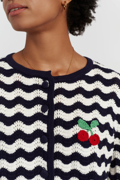 Chinti & Parker Navy Crochet Cardigan