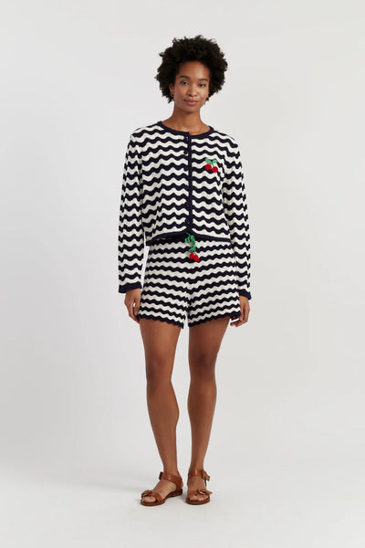 Chinti & Parker Navy Crochet Cardigan