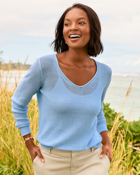 Tommy Bahama Linen Long Sleeve V-Neck