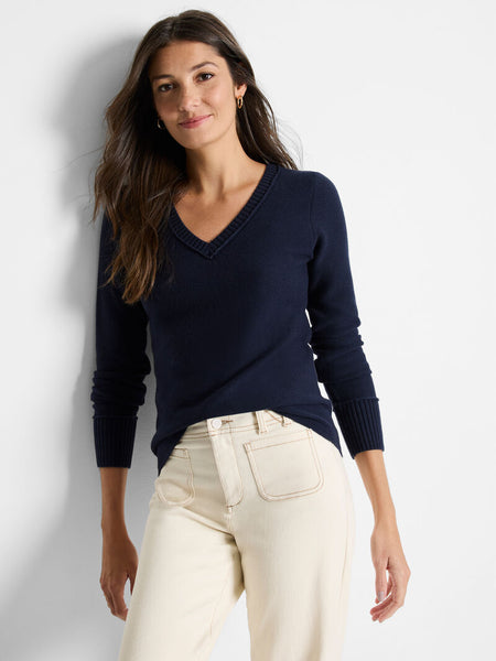 NIC+ZOE Baby Garter V-Neck Sweater