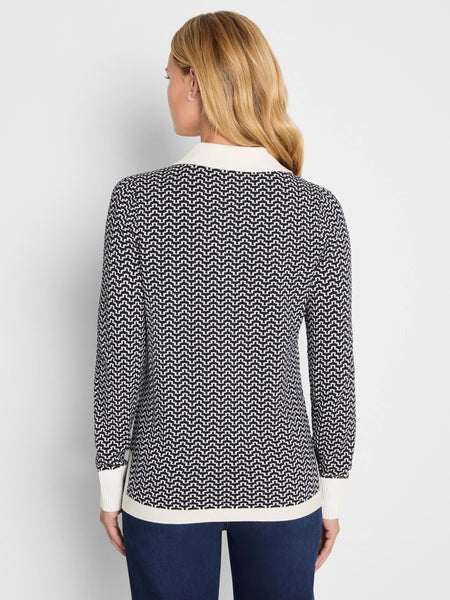 NIC+ZOE Two Toned Jacquard Sweater