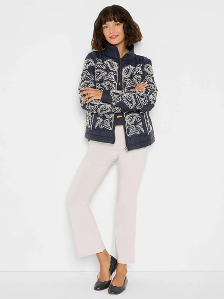 NIC+ZOE Embroidered Puffer Bomber Jacket