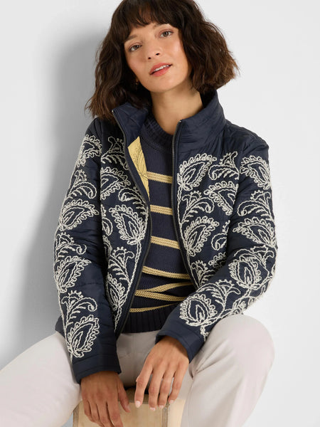 NIC+ZOE Embroidered Puffer Bomber Jacket