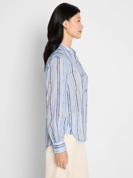 NIC+ZOE Drifty Painted Stripe Cotton Shirt