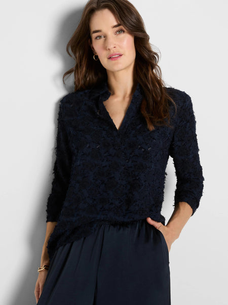 NIC+ZOE Any Occasion Clipped Jacquard Top