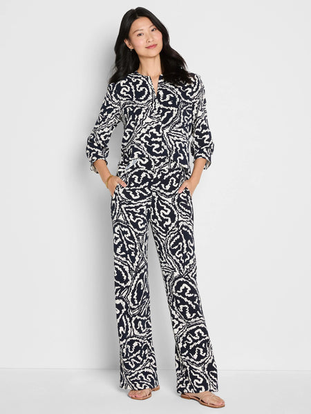 NIC+ZOE Indigo Leaf Double Crepe Top