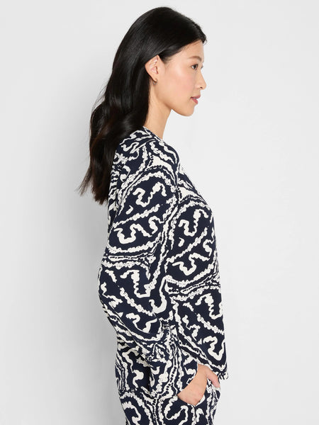 NIC+ZOE Indigo Leaf Double Crepe Top