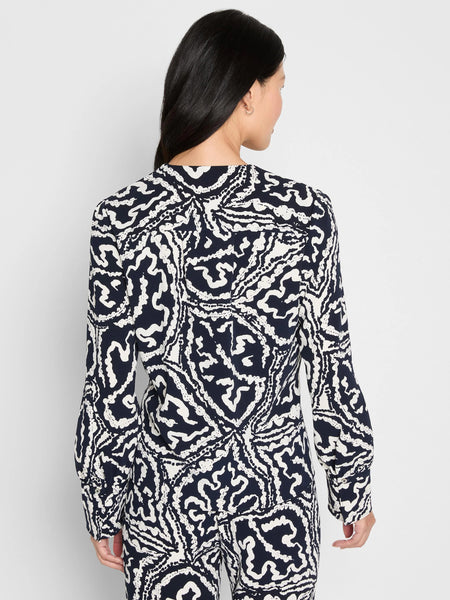 NIC+ZOE Indigo Leaf Double Crepe Top
