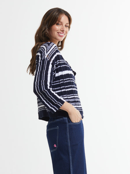 Rib Stripe Crop Cardigan