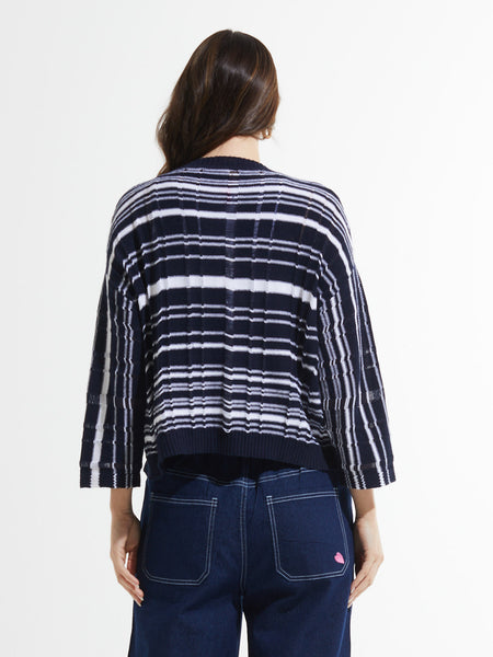 Rib Stripe Crop Cardigan