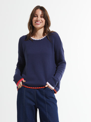Whipstitch Trim Sweater