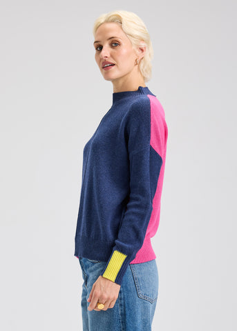 Zaket & Plover Colorblock Funnel Neck Sweater