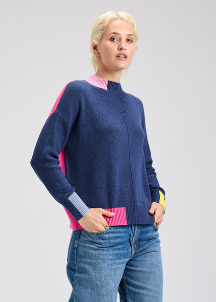 Zaket & Plover Colorblock Funnel Neck Sweater