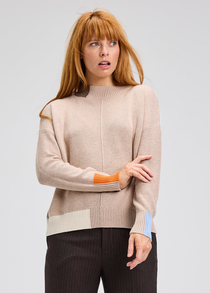Zaket & Plover Colorblock Funnel Neck Sweater