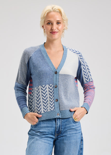 Zaket & Plover Jacquard V-Neck Cardigan