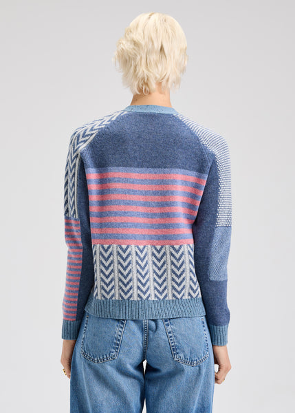 Zaket & Plover Jacquard V-Neck Cardigan