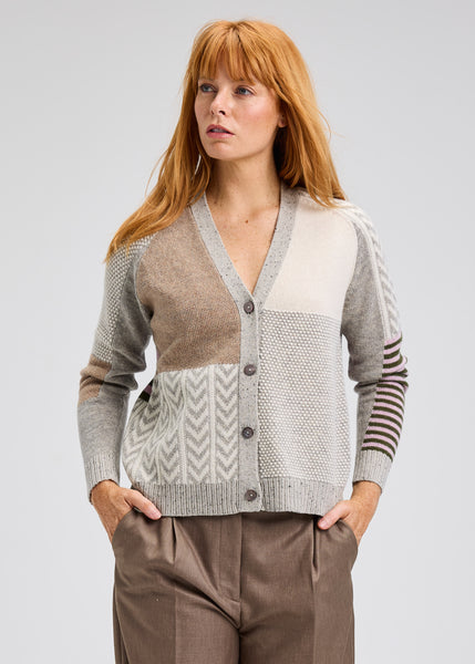 Zaket & Plover Jacquard V-Neck Cardigan